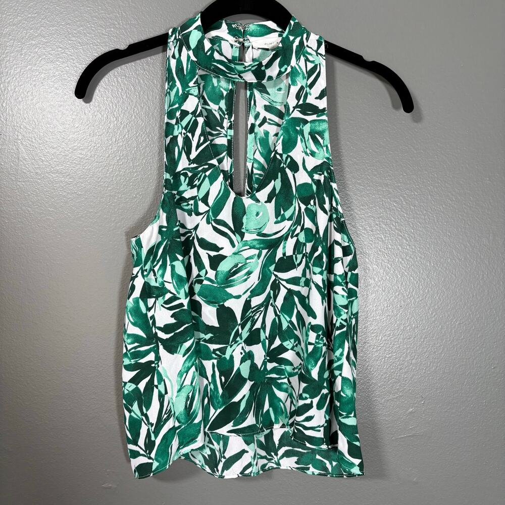 Olivaceous Women's Green Tropical Vacation Halter Top - Size Small - Resort Wear